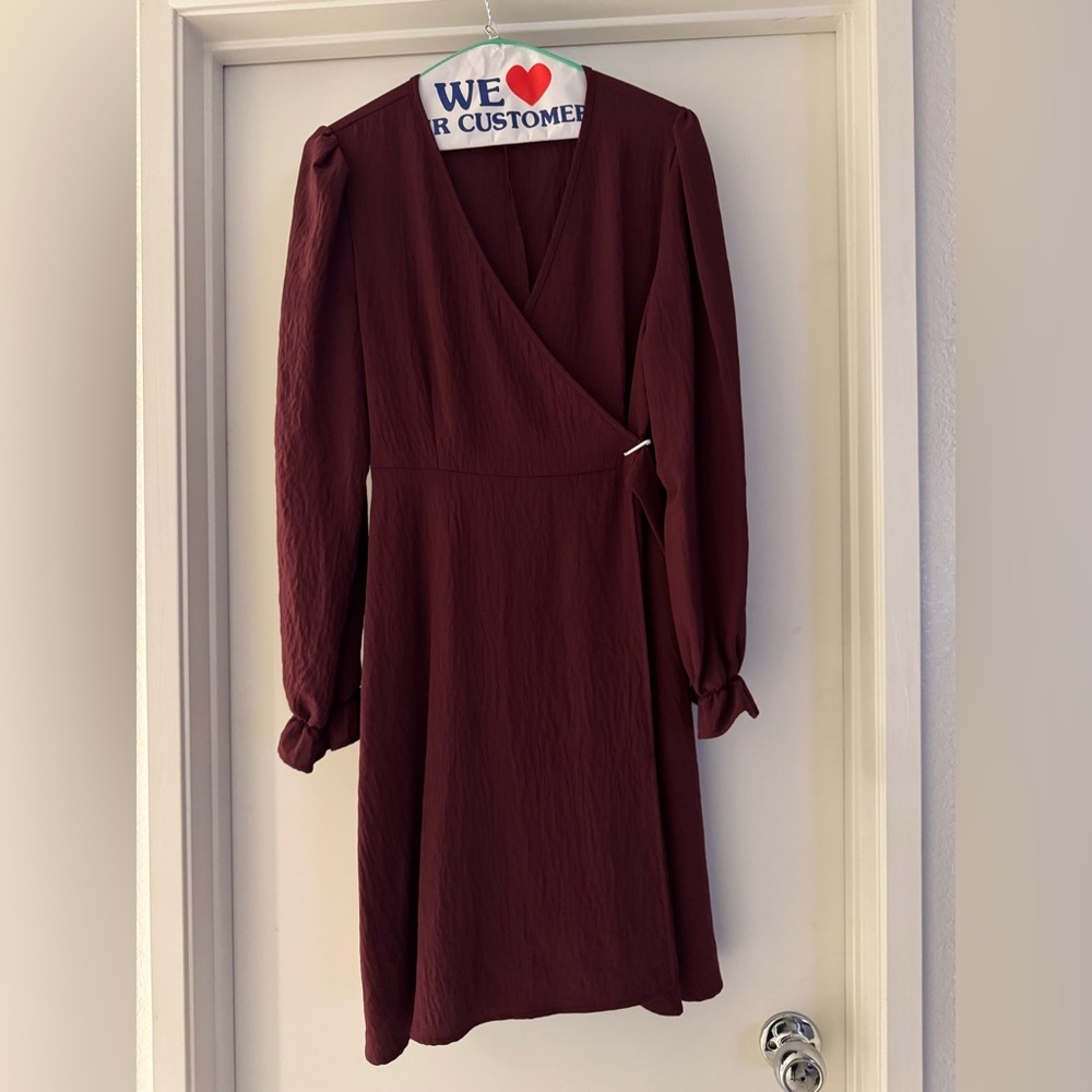 SHEIN Deep Red Long Sleeve Dress